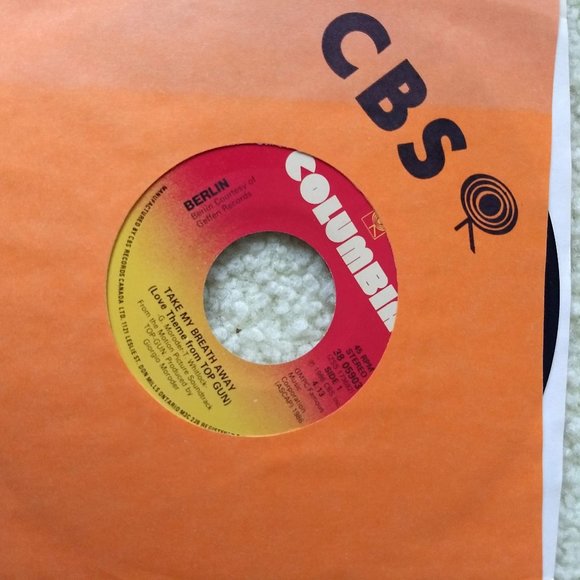 3/$25 vintage 80s Berlin Top Gun love theme single 45 record - Picture 2 of 5